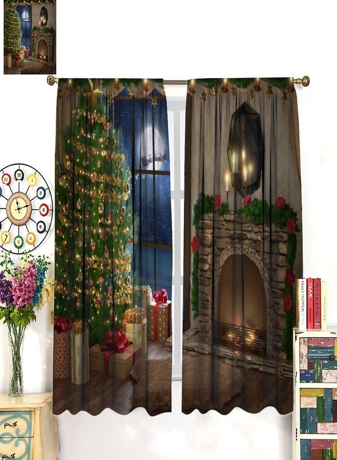 KANEPE Christmas Curtains, Christmas Decoration Tree Santa Claus Elk Pattern Window Treatments, Rod Pocket Thermal Insulated Drapes 2 Panel Sets for Bedroom Living Room 42" W X 45" L【Decor】 - Image 5